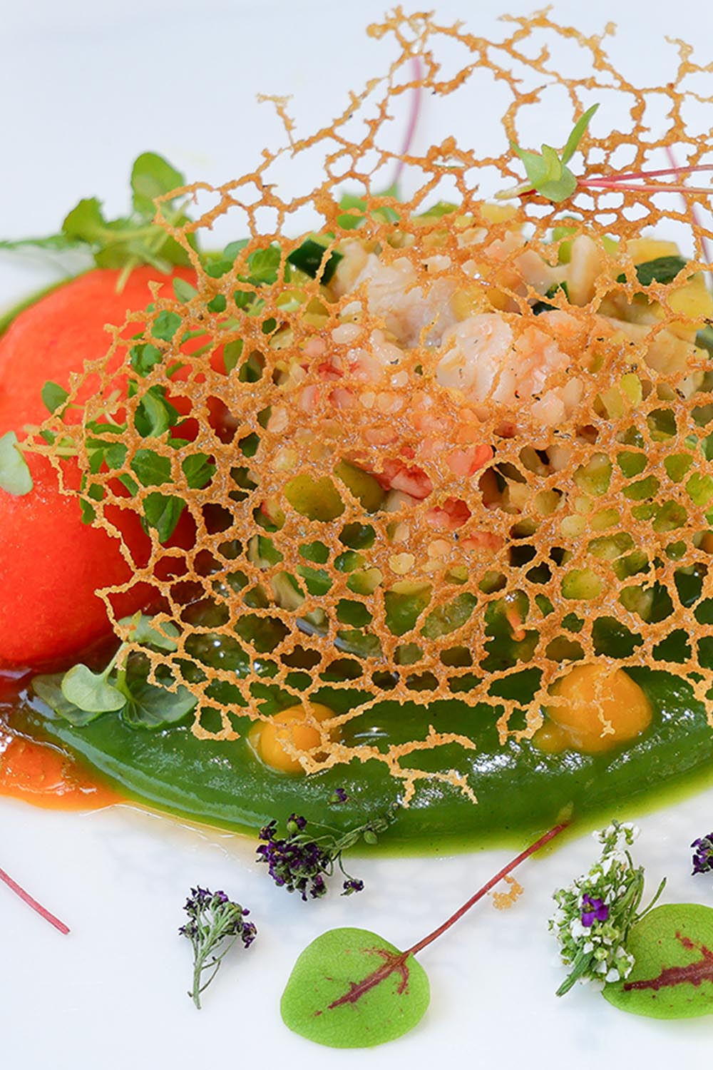 PLAT RESTAURANT FONTFROIDE NARBONNE Plat gastronomique raffiné au restaurant de l'Abbaye de Fontfroide près de Narbonne